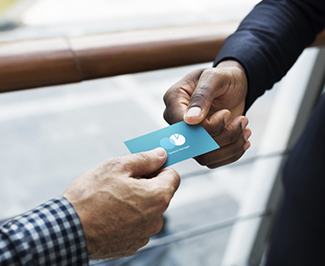 Business people exchanging a business card