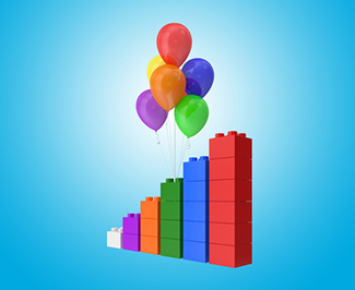 Business graph financial chart is hanging with colorful balloons and flying in the sky. Business and finance concept designed with colorful balloons. High resolution image is designed to crop all your social media, blog or print needs.